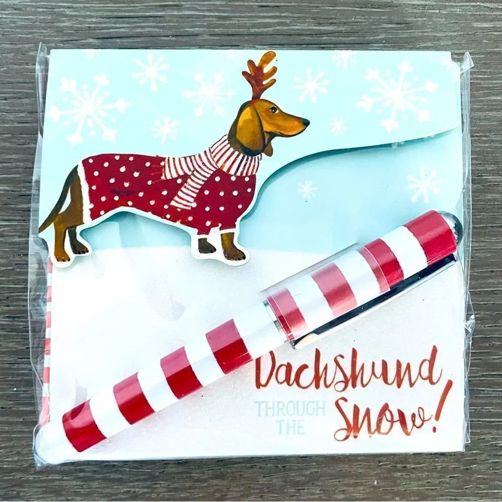 Dachshund Through The Snow Christmas Dog Notepad Gift Set